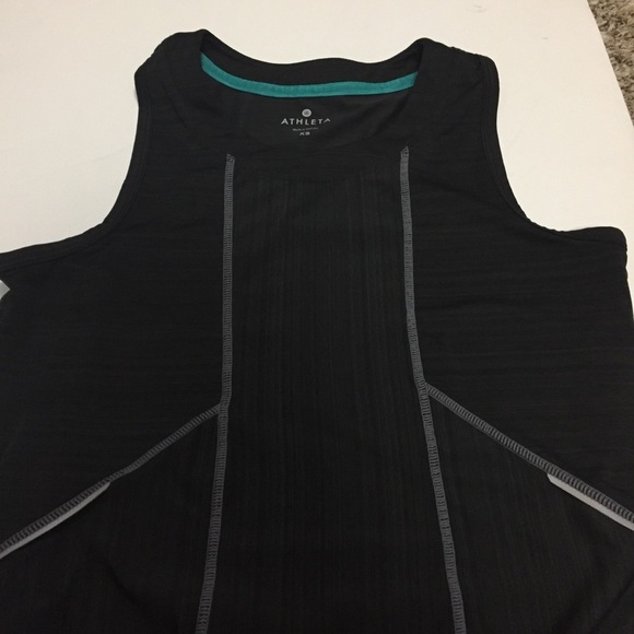 Athleta Run On Black Silver Reflective Tank Top - Picture 5 of 13